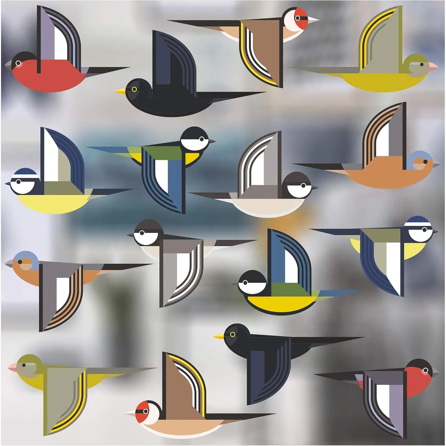16-Pack Bird Window Clings Stickers - Colourful Double-Sided Window Decals for Preventing Bird Strikes