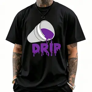 Lean Cup Drip Design T-Shirt Hip Hop Culture Streetwear For Men
