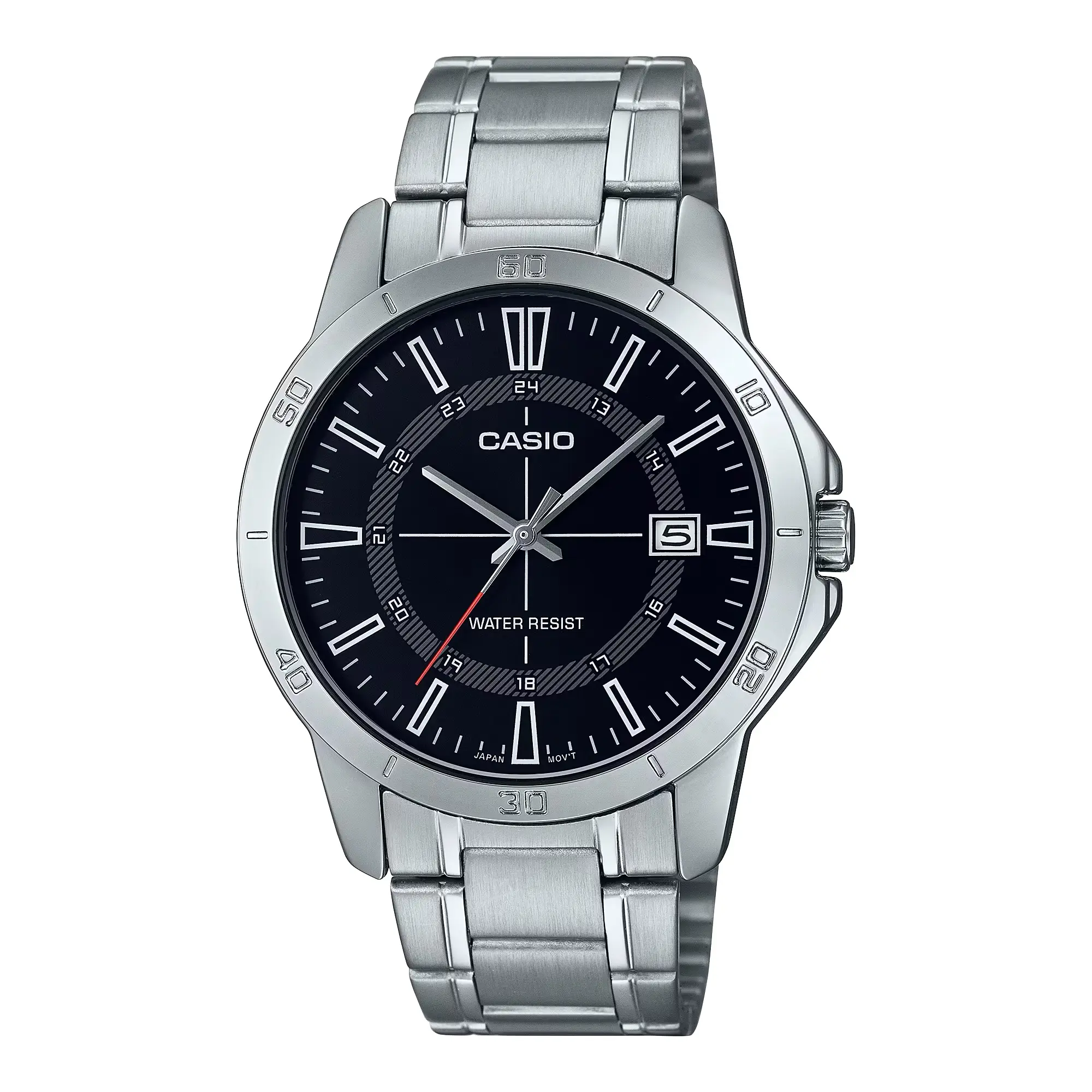 Casio Men’s Black Dial Stainless Steel Bracelet Watch - Casio MTP‑V004D‑1CUDF