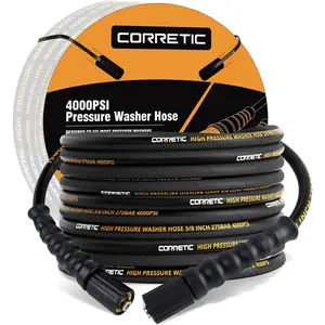 Pressure Washer Hose 30 FT x 3/8 Inch 4000 PSI, Kink Resistant Washers Hose, M22-14mm Brass, High Tensile Wire Braided