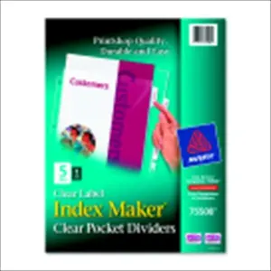 Avery 1074448 Index Maker Polypropylene Tab Divider - Clear, Holds Title Page or Graphics, Tabs Stay Visible With Sheet Protectors, Used With Top-Load Sheet Protectors, Pack of 5
