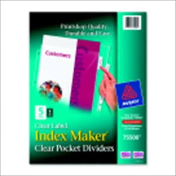 Avery Index Maker Polypropylene Tab Divider - Laser & Inkjet Print-Ready, Clear, Top Loader Binder Accessory, Pack of 5, Pack 5, Top Loader Binder Accessories