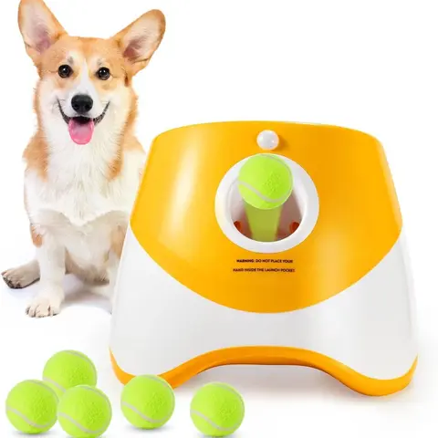 Automatic Dog Ball Launcher with 3 Tennis Balls, 3 Mode Adjustable Dog Ball Thrower, Interactive Dog Toys for Small & Medium Dogs Indoor & Outdoor sohochic sohochic sohochic sohochic sohochic