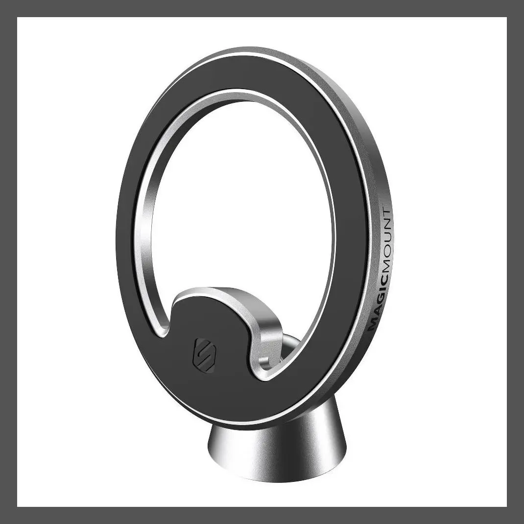 Scosche MagicMount Elite2 Compact Magnetic Grip Metal Body Dash Car Mount - Silver, Compatible with Smartphones