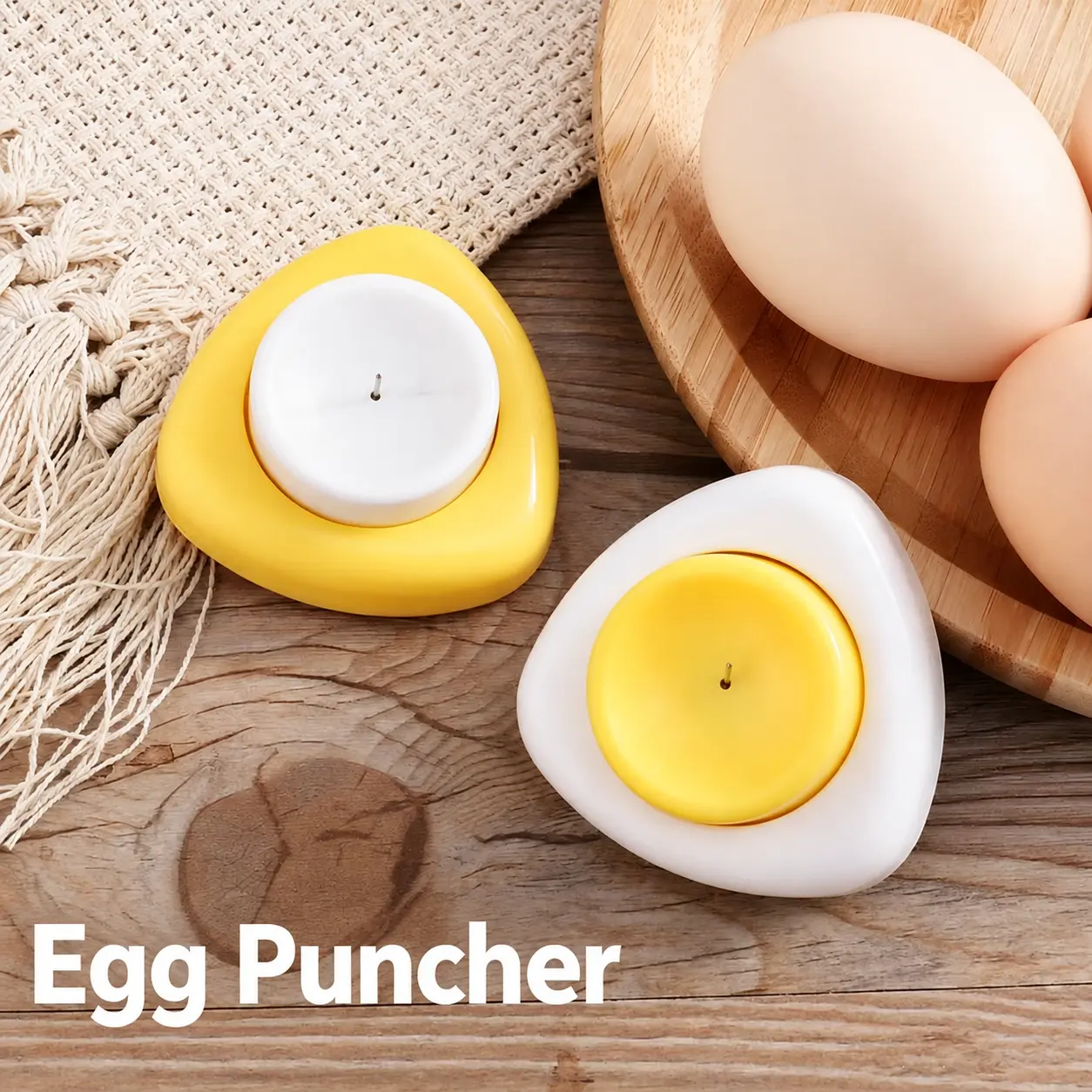 2PCS Egg Piercer with Safety Lock, 304 Stainless Steel Egg Puncher Prevent Boiled Eggs Cracking Easy Peeling Kitchen Gadget