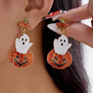 Halloween Ghost and Pumpkin Earrings