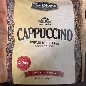 Vida Divina Cafe Divina Cappuccino REISHI Enriched with Ganoderma Lucidum Extract Premium Coffee Infused with 210mg Reishi 20 Sachets