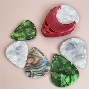 Iridescent Marble Texture Guitar Picks Kit Standard Shape Celluloid Plectrum