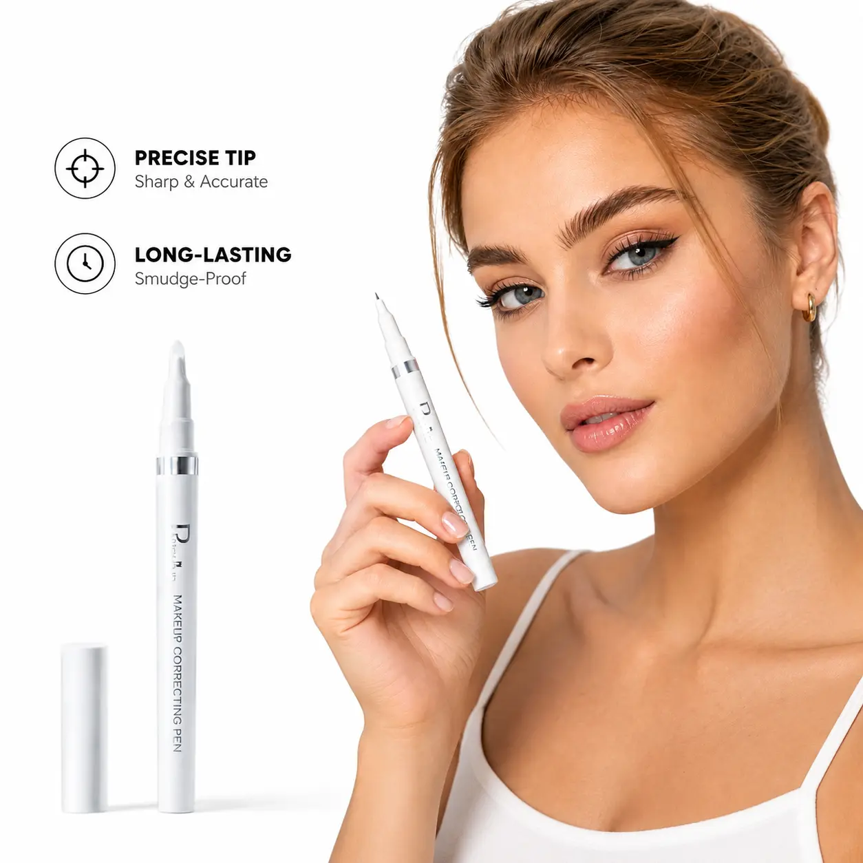 Makeup Corrector Pen - Youth-Focused Waterproof Cosmetic Quick Fix Tool, 60-Month Shelf Life, Portable Mini Smudge Remover, Contains Neither Ethylhexyl Palmitate Concealer Foundation