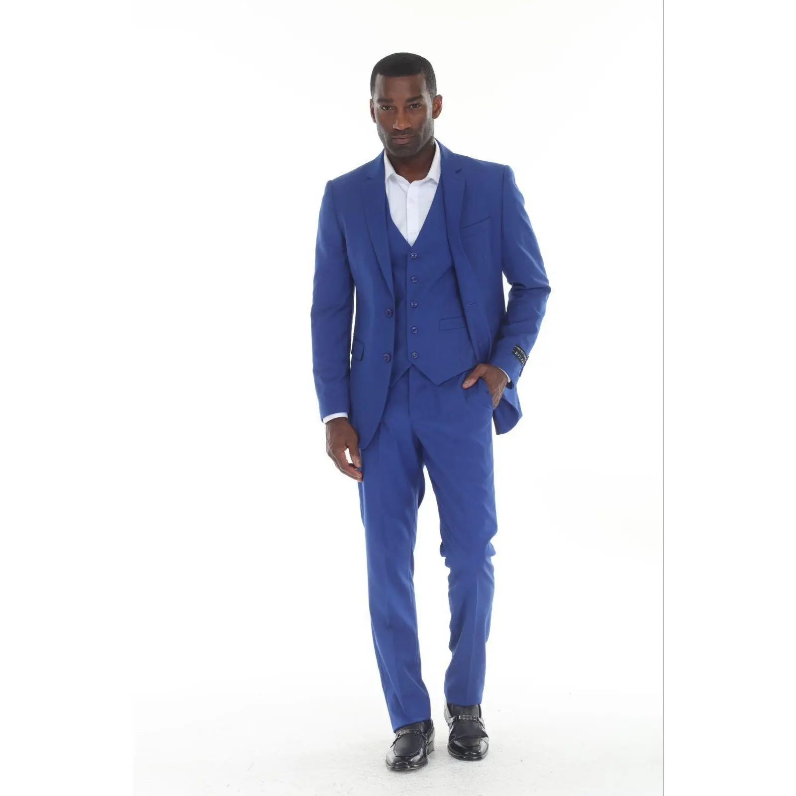 Men 3-Piece Blue Slim Fit Suit