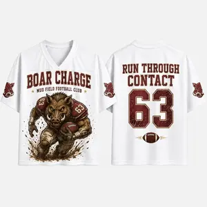 Boar Charge Mesh Football Jersey, Run Through Contact 63 Shirt, Mud Field Football Club Tee, Boar Game Day Top, Sports Gift for Men Women Unisex USA Fan