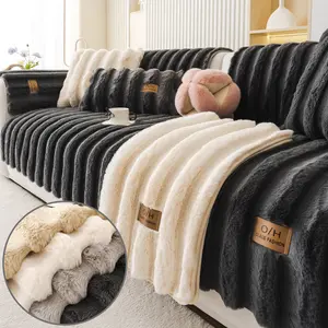 Soft Faux Fur Sofa Cover, Washable Sofa Slipcover, Reusable All-Purpose Couch Protector, Comfortable Home Decor for Living Room, Dormitory, Hotel, Sofa Couch Covers