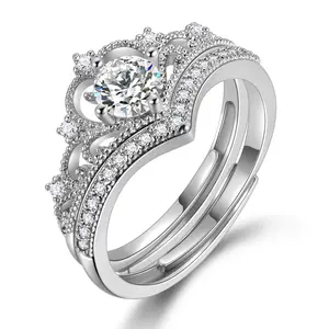 Valentine‘s Day Gift for Couples: Princess-Style Silver Ring Set | Matching Bands with Cubic Zirconia | Beautlace Timeless Promise Rings