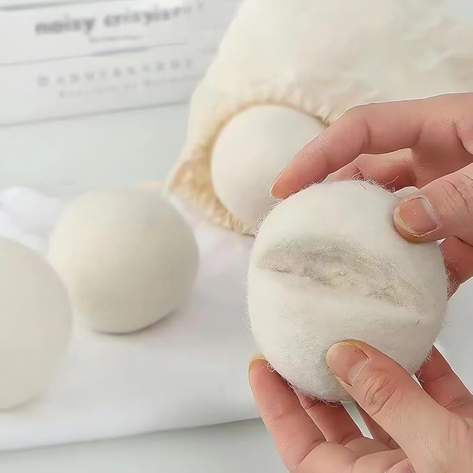【FaddishDeal】6PCS Natural wool drying ball. Natural soft fabric, reusable, reduce wrinkles and save drying time, anti-static。 Laundry Springtok