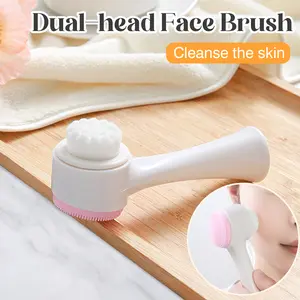 1 Count double-ended facial cleansing brush, portable double-sided brush for travel and daily carry
