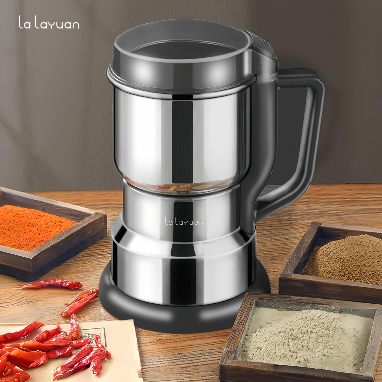 Lalayuan Electric Grinder with Powerful Motor, 10-Second Fast Grinding, Stainless Steel Blade & Chamber, 1-Button Control Grain Mill for Beans, Spices, Nuts, Dry Food Processor