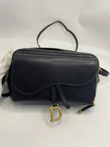 Pre-owned Dior Saddle camera crossbody bag in black calfskin 2021 code 98% new