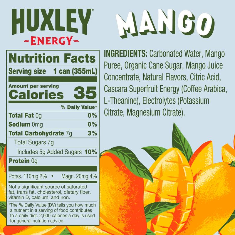 Huxley Superfruit Energy Drink Variety Pack - 90mg Natural Caffeine, Real Fruit Juice, 5g Sugar, Electrolytes, No Artificial Ingredients - 12 pack