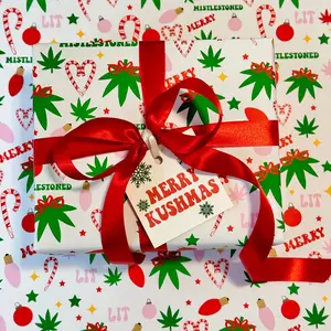 Mistlestoned Christmas Wrapping Paper| Marijuana Christmas Gifts| Weed Gift Wrap| Cannabis Stocking Stuffers| 420 Presents| Stoner Holidays