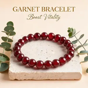HOT ON TikTok️ Natural Garnet beaded bracelet • Red crystal for confidence & protection • Unisex design  #bracelet #garnetbracelet #crystaljewelry