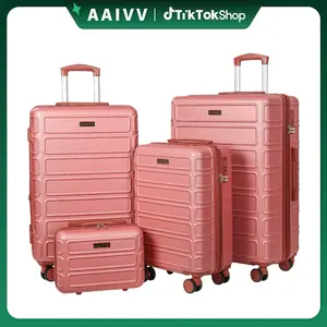 4-Piece Lightweight Durable Sturdy ABS Luggage Set, Expandable Scratch-Resistant Hardshell Suitcase with TSA Lock, Double Spinner Wheels, Ideal for Family Travel & Moving, Lightweight Durable Luggage
