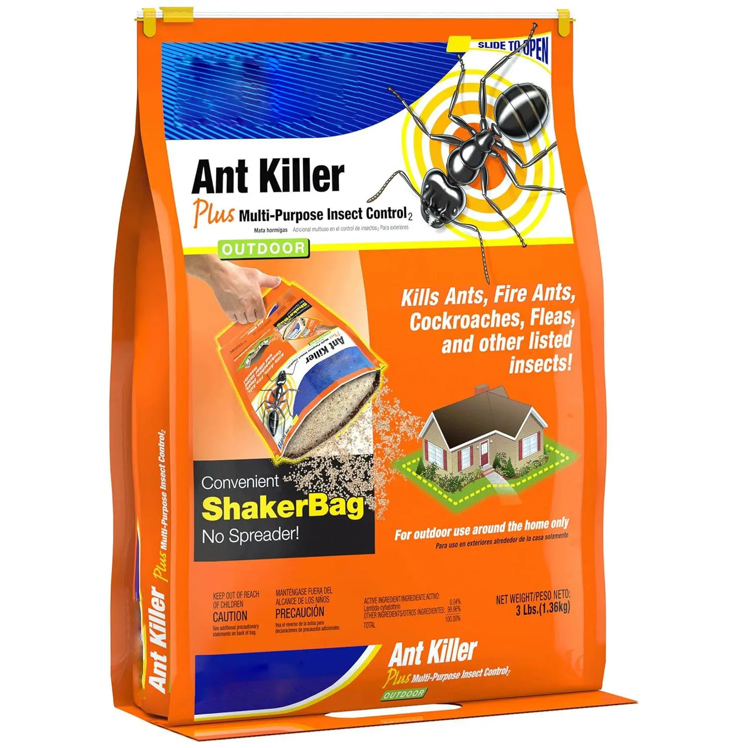 3 lbs Outdoor Ant & Pest Control Granules, Fast-Acting Lawn+Walkway Perimeter Treatment, Immediate Fire Ant-Cockroach Elimination, Long-Lasting Repellent, No-Spreader Shakerbag for Millipedes, Homeowners’ Bug Solutions