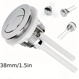 1pc 38mm/1.49inch Dual Flush Toilet Round Valve Push Button Switch Water Saving Shut Off Tool ABS Bi-Crescent For Bathroom Toilet Cisterns
