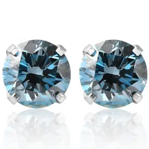 1/2 - 4 Ct Blue Diamond Studs in 14k Gold Lab Grown