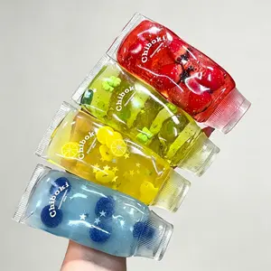 Cute Squeeze Jam Bottle Fidget Toys Soft Squishy Sensory Stress Relief Toys for Kids Adults Slow Rising TPR Squeeze Toys with Fruit Charms Anxiety Relief Hand Therapy Toys