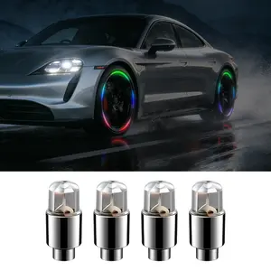 Motion Activated  4 Pack LED Valve Stem Caps(Only glows in dark), Auto On/Off Tire Lights for Car Tires Wheel Assemblies Light up Air Neon Bicycle Motorcycle Tyre Bike Truck Golf Cart for Kids Men Women(Red,Blue,Colorful)