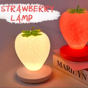 Strawberry Shaped LED Night Light, Soft Silicone USB Rechargeable Lamp, Lovely Creative Lighting Decor, Warm Ambient Light for Children Bedroom And Household Indoor Decoration