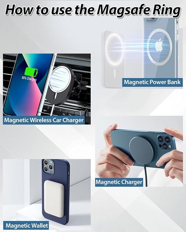 6PCS Ultra-Thin MagSafe Metal Rings – 0.4mm Magnetic Stickers for iPhone 16–12, Galaxy S24/S23, Wireless Charger & Case Alignment Protector Cover