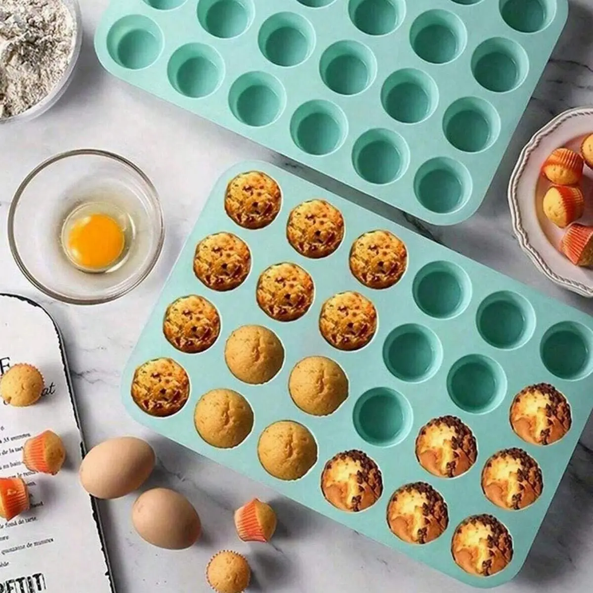 Silicone Muffin Pan, 1 Count 24-hole Baking Cake Mold, Ice Cube Tray, Baking Tool, Kitchen Gadget, Home Kitchen Supplies