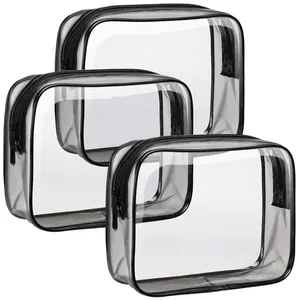 TSA Approved Clear Toiletry Bag, Durable Quart Size Travel Makeup Pouch for Women & Men, Compact Carry-On Cosmetic Bag for Airport Airline Compliance & Storage Vessel