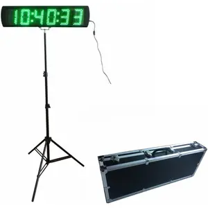 AZOOU Portable Aluminum Box Included LED Race Timing Clock Timer with Tripod 5-inch for Semi-outdoor/Outdoor Running Events Green Color