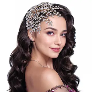 Wedding Rhinestone Hair  Leaf Bride Side Headpieces  Hair Accessories for Brides and Bridesmaids