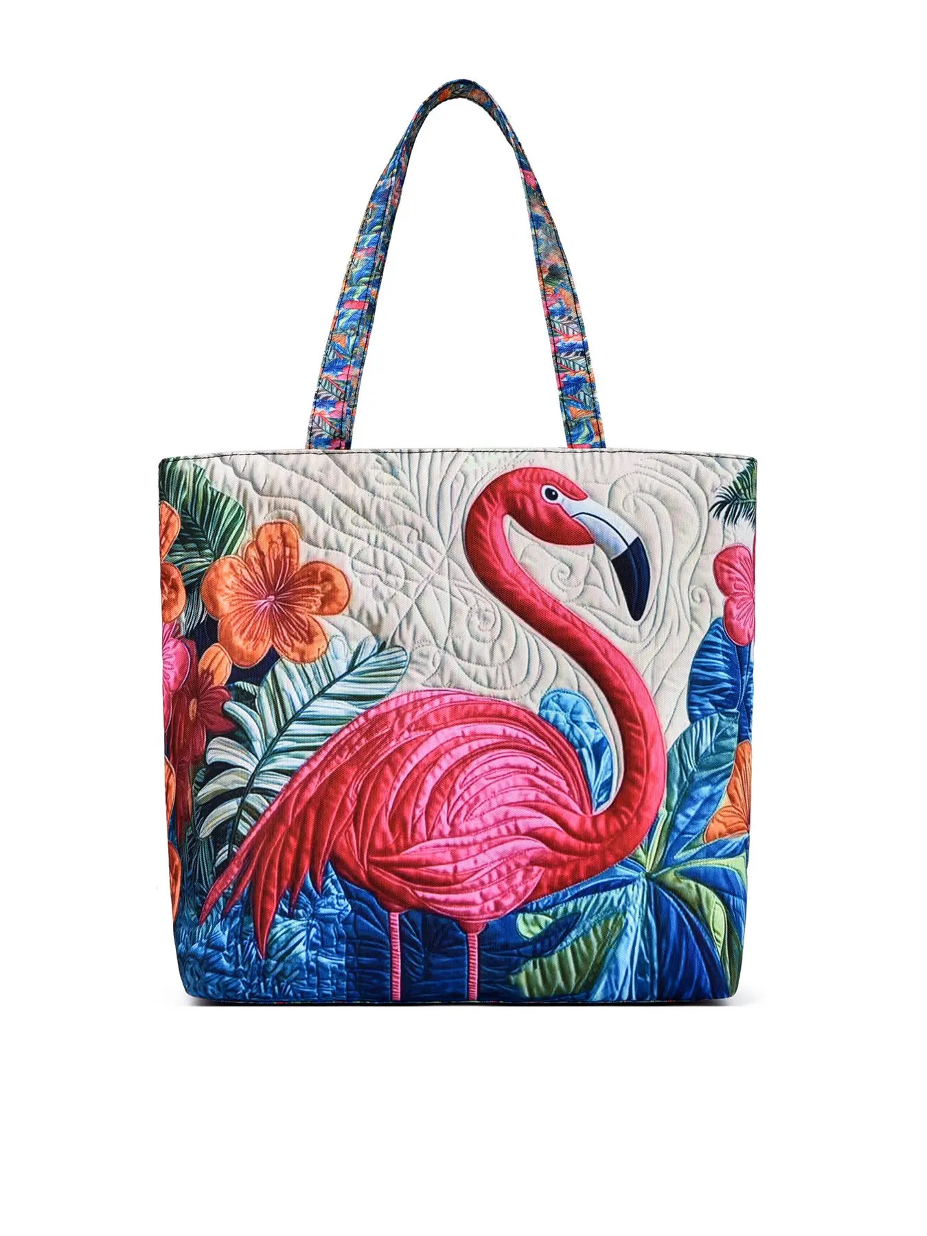Women's Fashion Animal Tote Bag 3D Simulation Flamingo Print Large Capacity Tropical Floral Handbag For Vacation Beach Daily Commute Shopping Ladies Shoulder Bag
