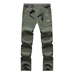 Men's Waterproof Pants Hiking Softshell Outdoor Trousers Zipper Pockets Climbing Sports Pants with Multi Zippers Built-in Portable Belt Jogger Pants Men