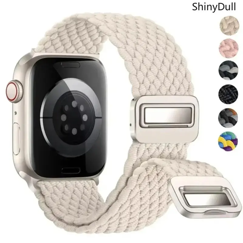Braided Nylon Magnetic Watch Strap - Stretchable Sports Wristband for 38-49mm Series & Ultra, Smartwatch Accessories, Wearable Tech Accessories, All Seasons, Braided Look Upgrades Your Watch