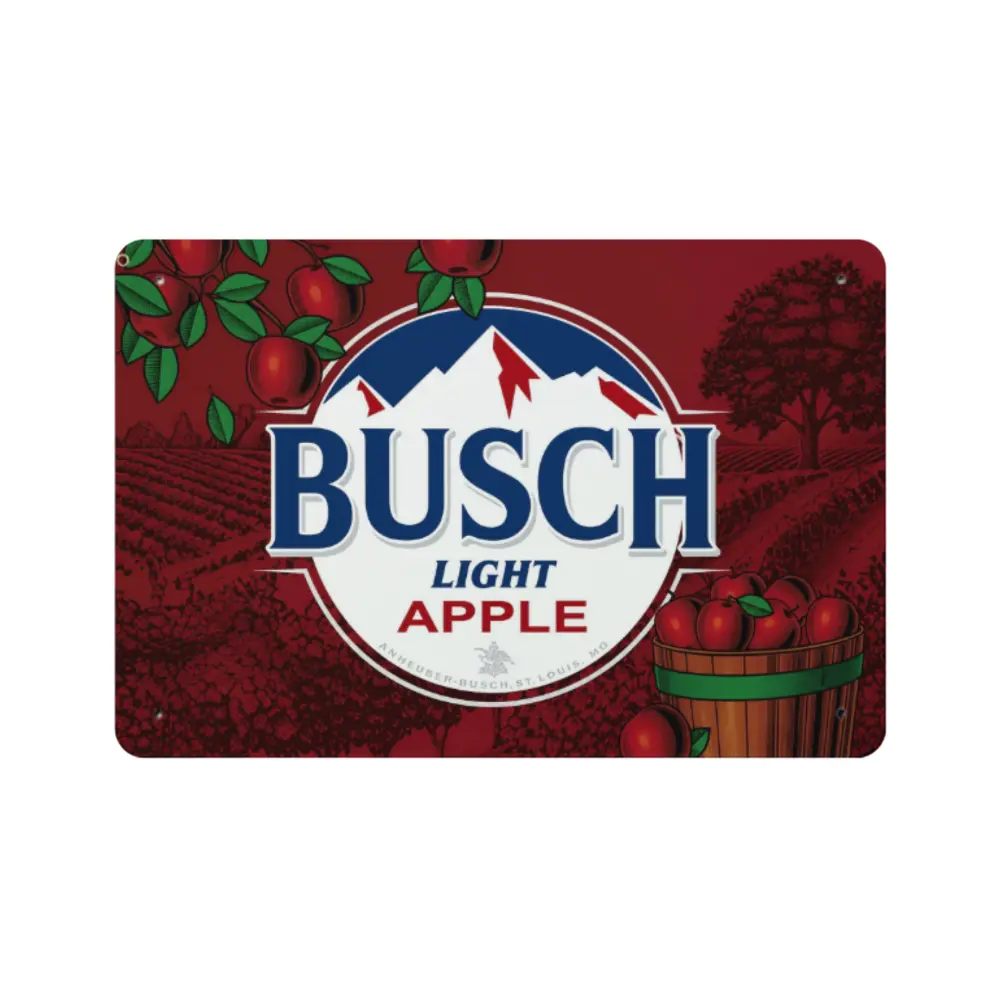 Vintage Aluminum Wall Art – Budweiser Apple Beer Retro Metal Plaque, Bar & Home Wall Decor, For Busch Light Beer Fans