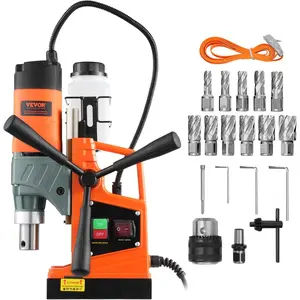VEVOR Mag Drill Press, 1300W 1.57" Boring Diameter, 2922lbf Power Portable Magnetic Drill, 810 PRM, 11Pcs Drill Bits Electric Drilling Machine for Metal Surface, Industrial and Home Improvement