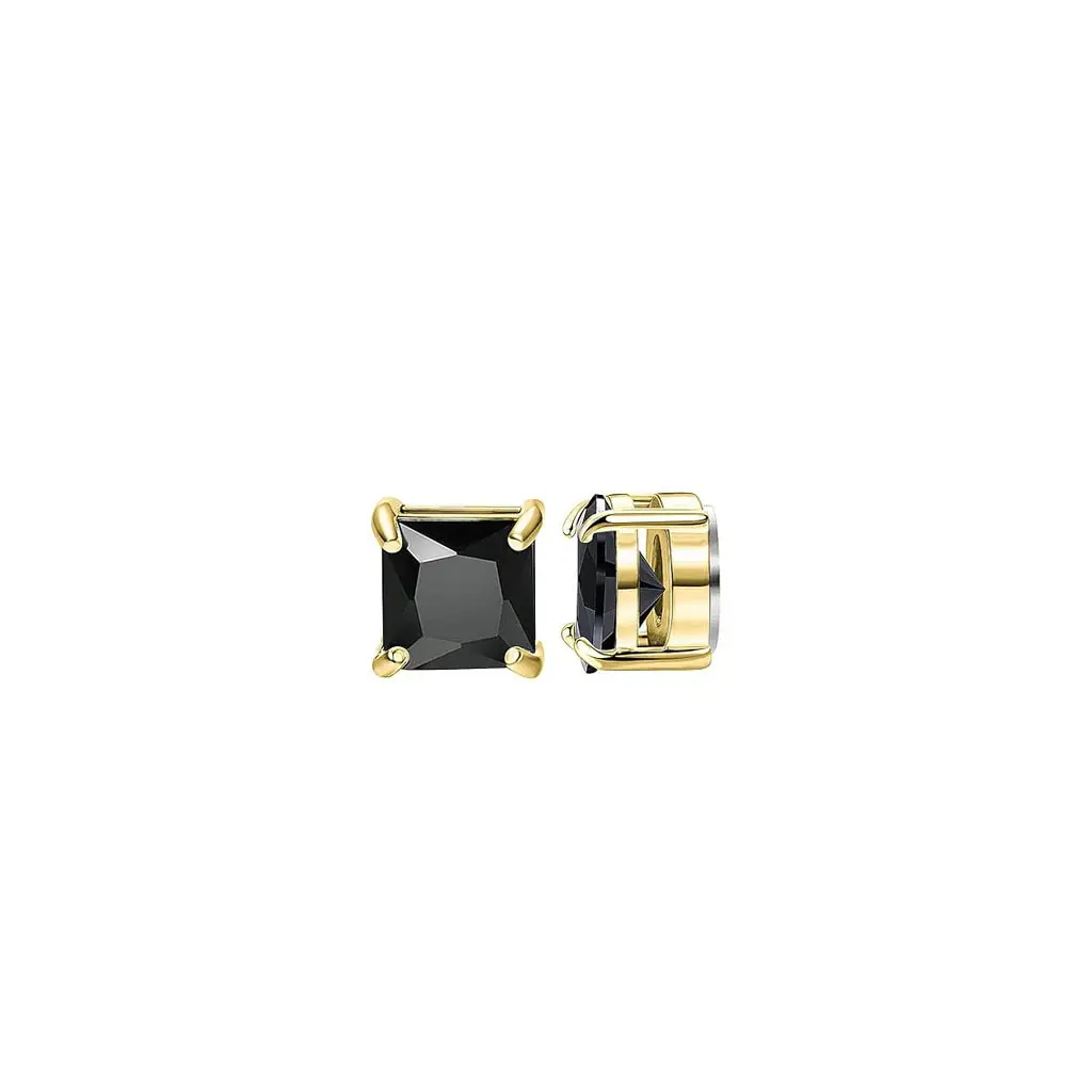 Gold 8mm Black Square Zirconium