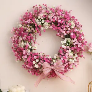 1pc Romantic Rose Star Bow Wreath, Indoor Wall Hanging and Outdoor Door Hanging Decorative Artificial Flower Wreath