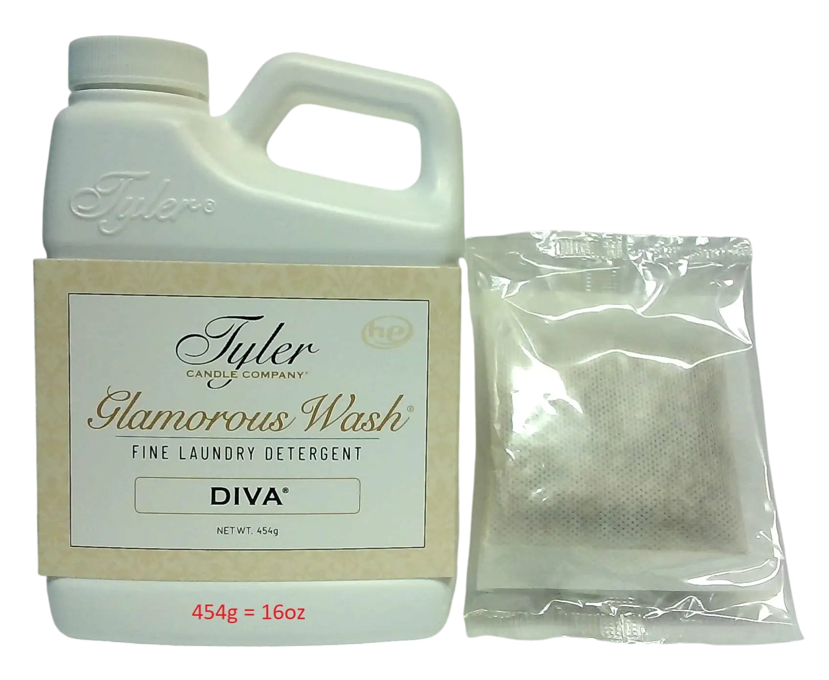 Tyler Candle Company Glamorous Wash Premium Laundry Wash - Liquid Detergents, Fresh Scent Formula Tyler Detergent, Includes 1 Sachet Pouch (454g/16oz) Household Cleaner