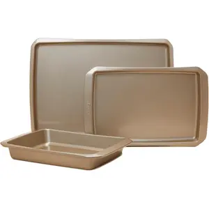 Bake-Anything 3- Sheet Pan Set, Nonstick Steel Baking Sheets for Pizza, Cake, and Cookie Baking, , Medium, and Small Pans - Kitchen Essentials