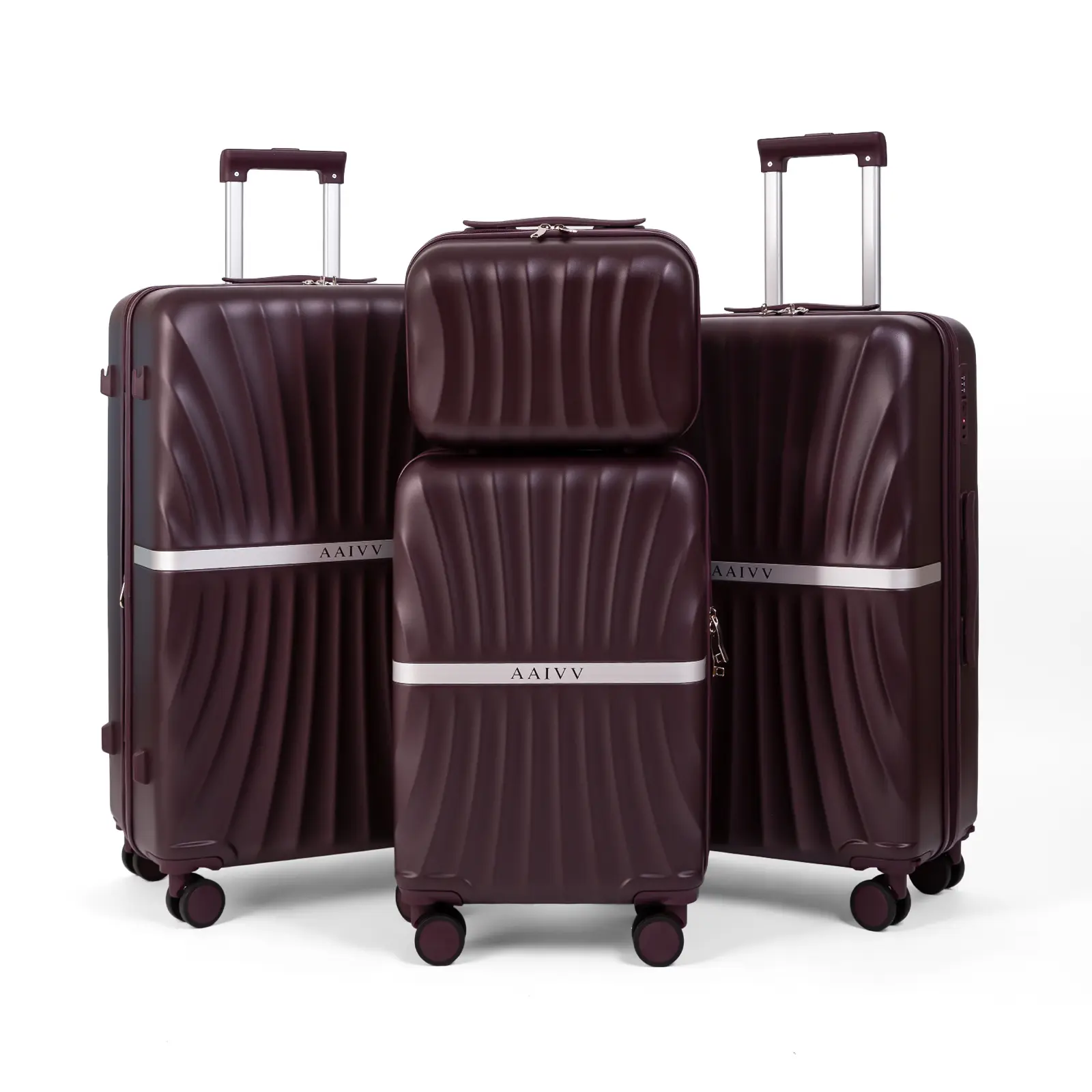 Luggage 4 Piece Set Suitcase with TSA, Airline-Approved Hard Shell Expandable Double Spinner Rolling Wheels Suitcases for Lightweight Travel (Dark Purple, 28in26in20in13in)