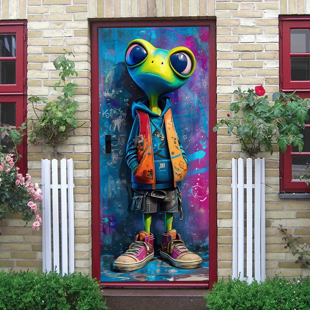 2pcs Cartoon Frog Fashion Anime Wall Stickers Creative Home Decoration for Bedroom Kids Room Removable Eco Friendly PVC Waterproof Wear Resistant Decorative Stickers
