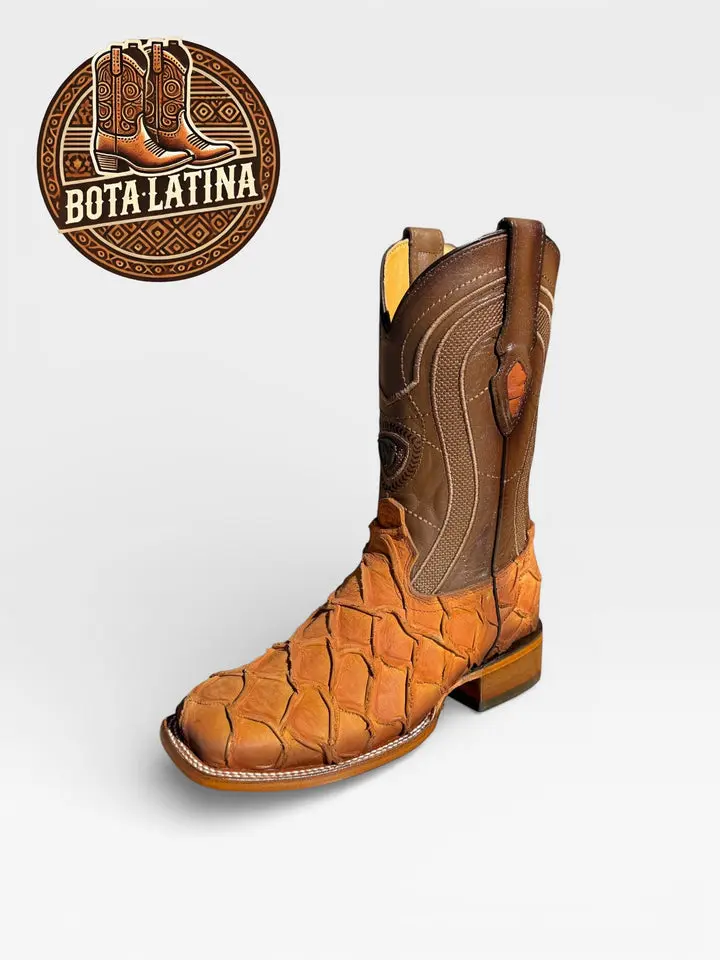 Bota Latina Monster Fish Orix Rodeo - Exotic Leather Cowboy Boot in Orix Tone with Deep Texture and Elegant Appearance - Comfortable Fit and Durable Sole - Made in Mexico