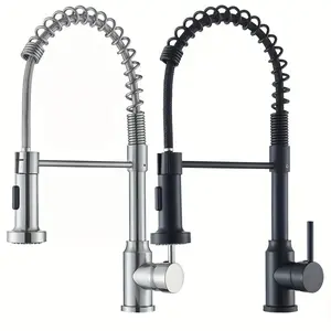 Modern Matte Black Kitchen Sink Faucet with Pull-Down Sprayer - Single Handle Swivel Mixer Tap, Brushed Nickel Finish, Single Hole Installation, G9/16 Threads, Durable Construction, Sleek Contemporary Design for Home Improvement & DIY Kitchen Upgrade