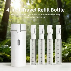 2026 New 4‑in‑1 Leak‑Proof Travel Dispenser Bottle, Refillable Silicone Squeeze Container with Lock, Compact Toiletry Organizer for Business Trips, Vacations & Travel